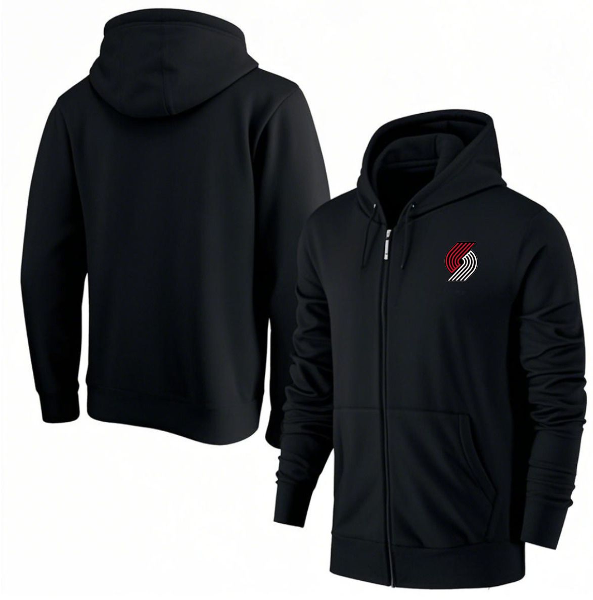 Men Portland Trail Blazers Black Zipper hoodie 2025 NBA Jersey style 1->portland trail blazers->NBA Jersey